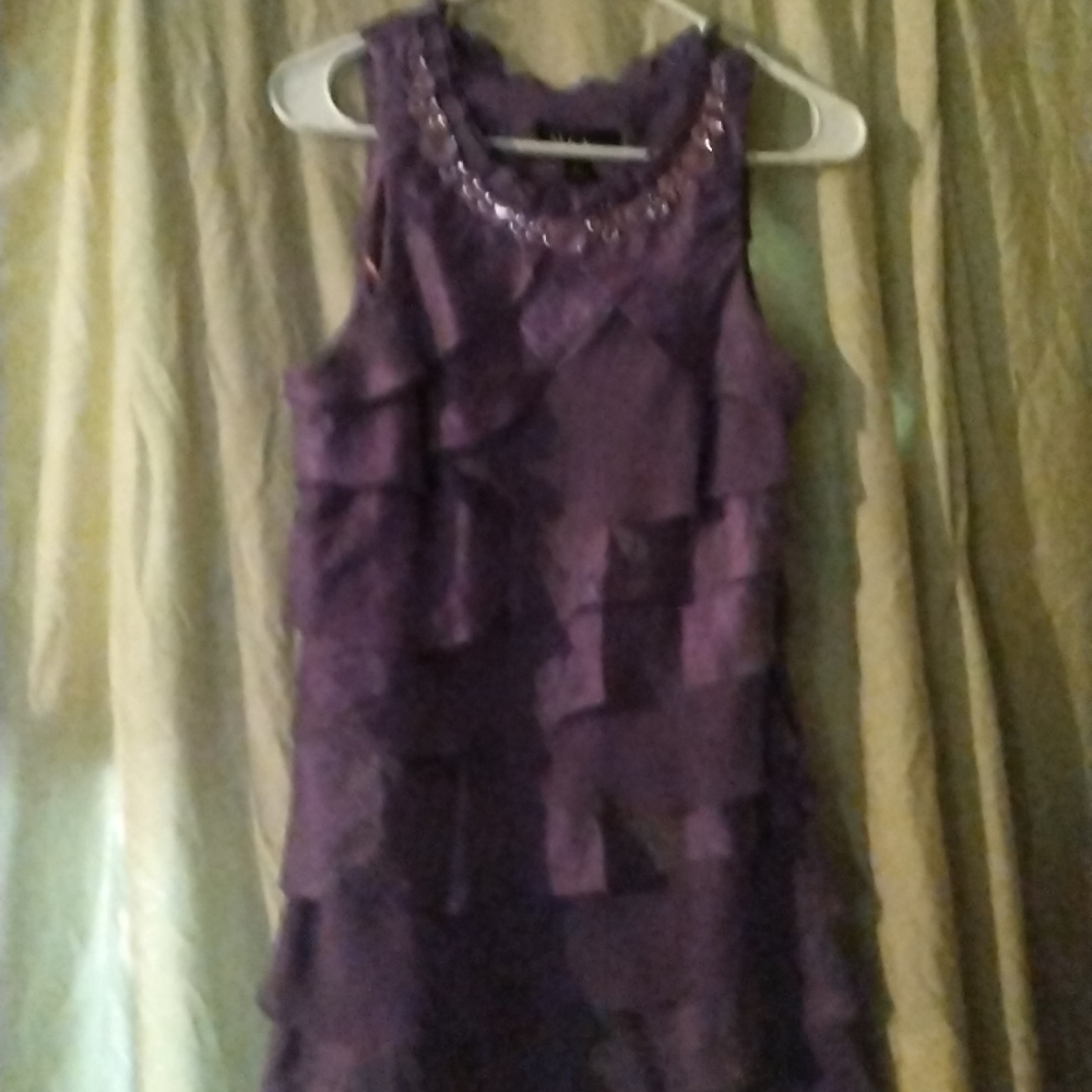 8 med. grape whimsy ruffled sleeveless Dress
